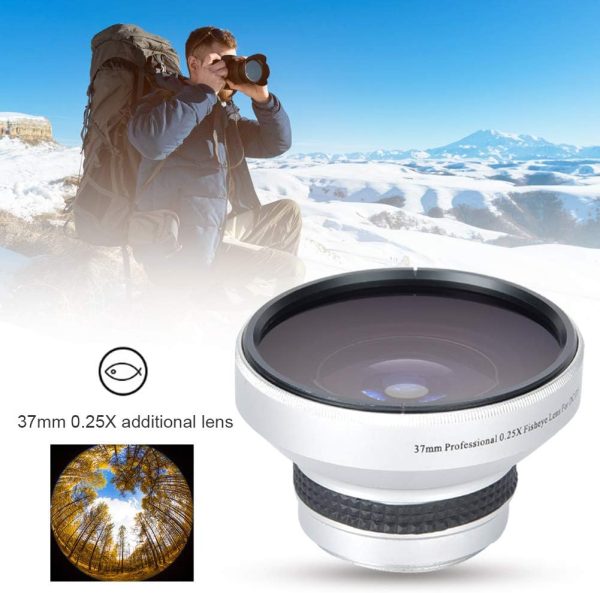 37mm Fisheye Lens Camcorder, 37 mm Fish Eye Lens 0.25X Super Fisheye Additional Lens for 37mm Caliber Camera Lenses - Image 3