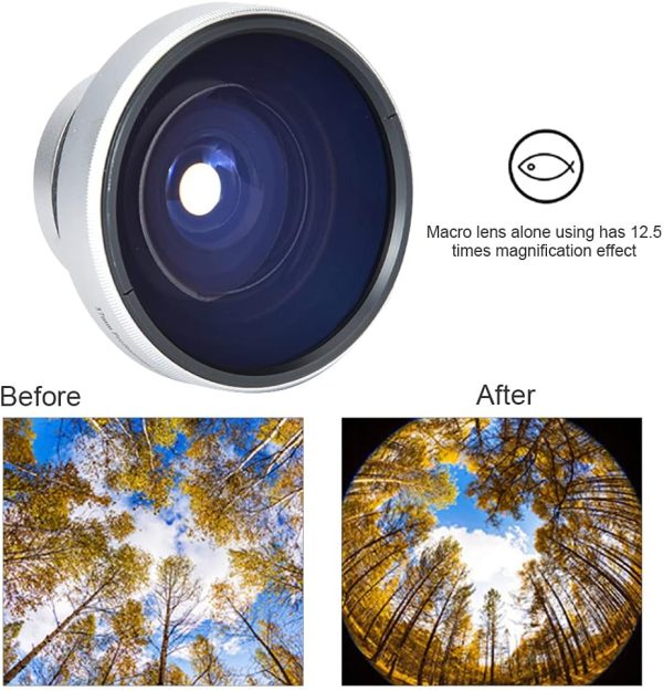 37mm Fisheye Lens Camcorder, 37 mm Fish Eye Lens 0.25X Super Fisheye Additional Lens for 37mm Caliber Camera Lenses - Image 4